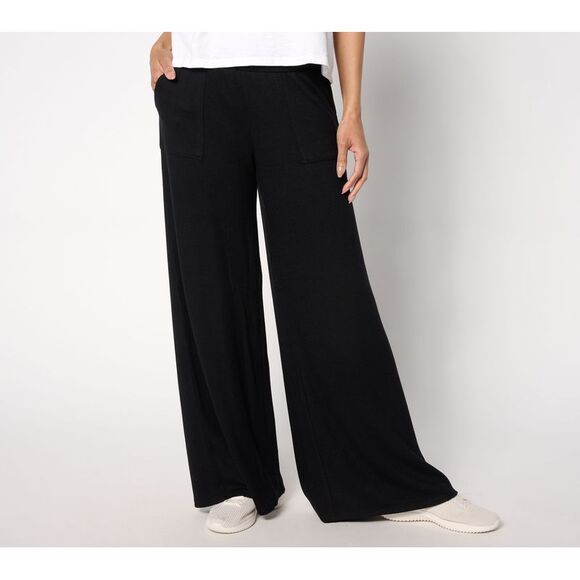 Peace Love World Women's Petite Pants PXL Comfy Pull-On Patch Black A652975 - Picture 1 of 4